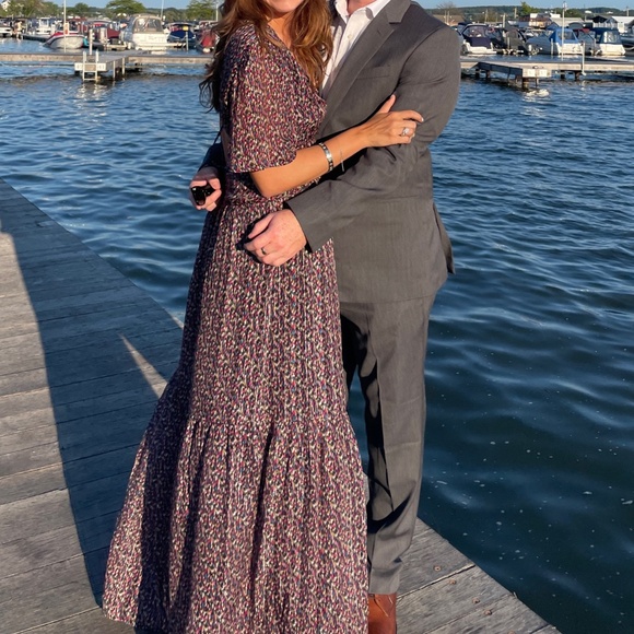 BA&SH Open-Back Metallic Printed Chiffon Maxi Dress M - Picture 7 of 10